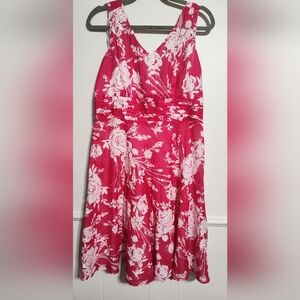 Pink & White V-neck, Flower Sleeveless Dress  Dress Barn Church Easter Valentine